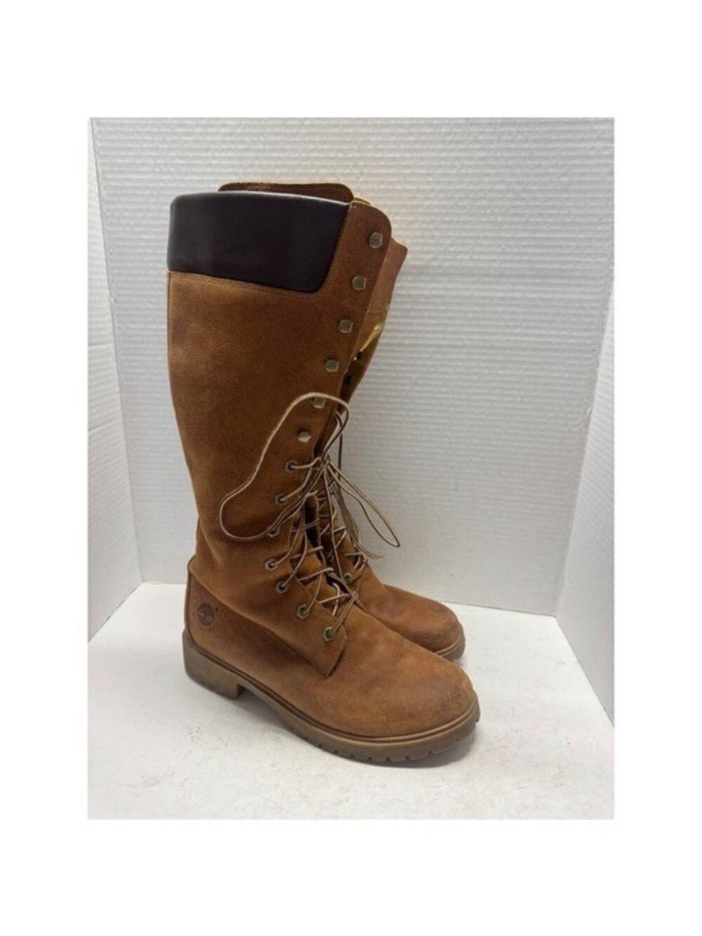 Timberland Womens 3756R Waterproof Tall Lace Up Leather Boots Tan Size 8.5